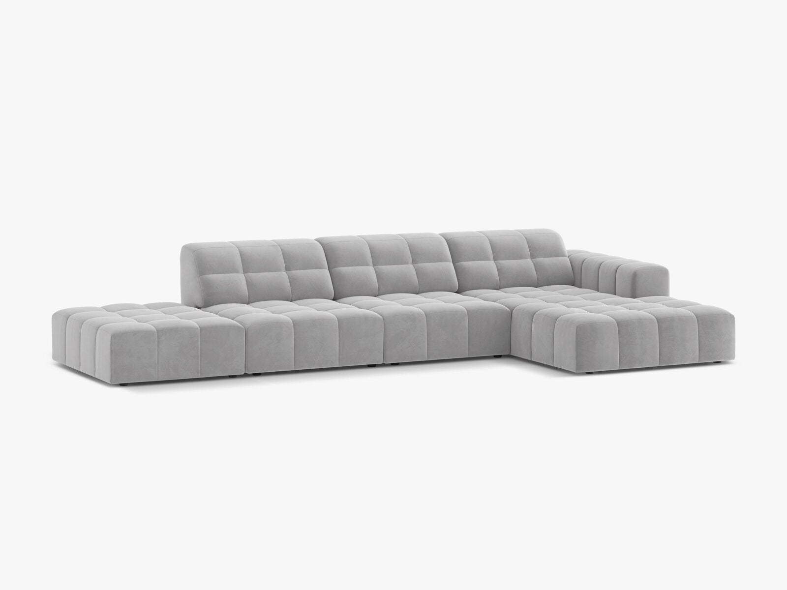 Micadoni Ecksofa Jennifer 5-Sitzer Rechts Samt Bluvel Silber