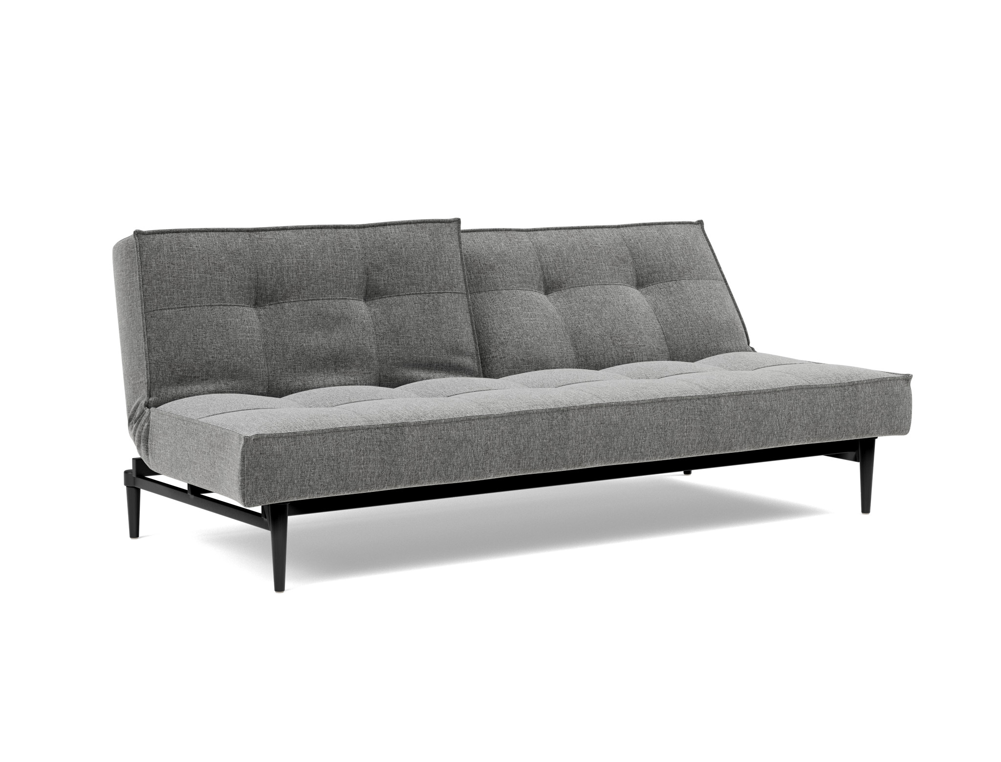 Schlafsofa Splitback Strukturierter Stoff Twist 563-Charcoal Beine Styletto Eiche schwarz