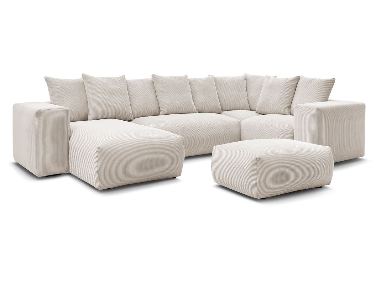 Bobochic Voltaire Wohnlandschaft mit Pouf 356 × 214 cm Cordsamt Beige Ecke links