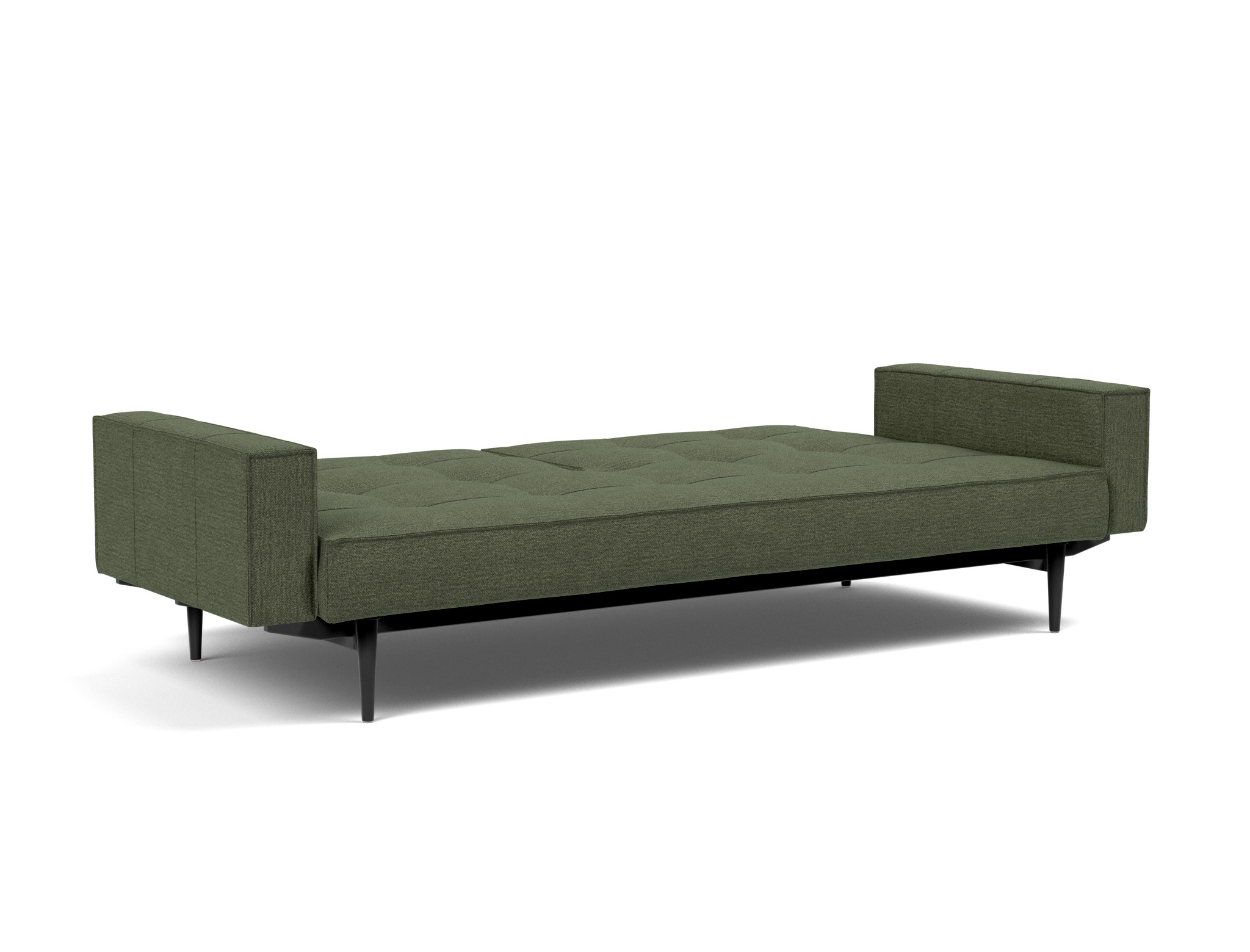 Schlafsofa Splitback mit Armlehnen Strukturierter Stoff Taura 353-Forest Beine Styletto Eiche schwarz