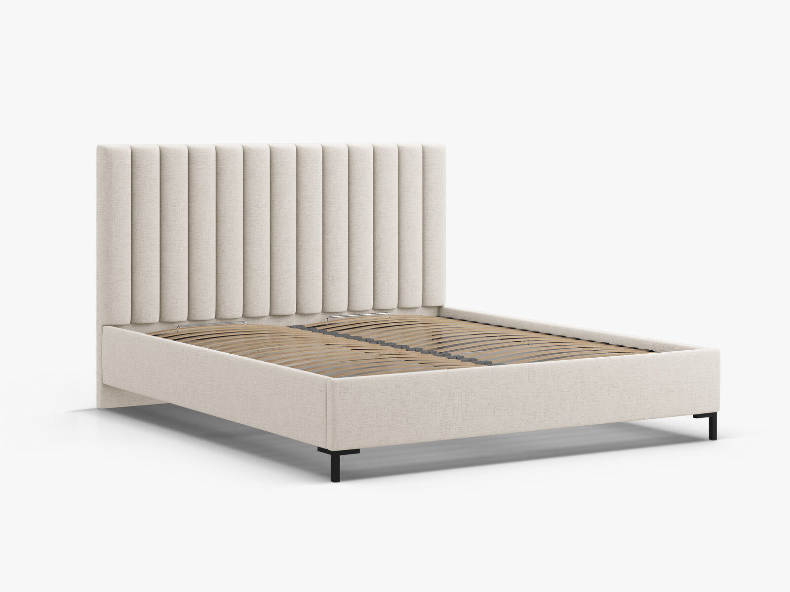 Micadoni Polsterbett Allison Strukturierter Stoff Moly Helles Beige