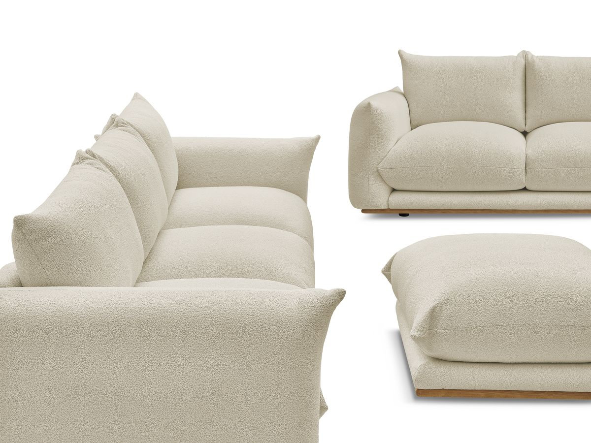 Bobochic Ernest Sofa 5-Sitzer mit Pouf Bouclé-Stoff Beige