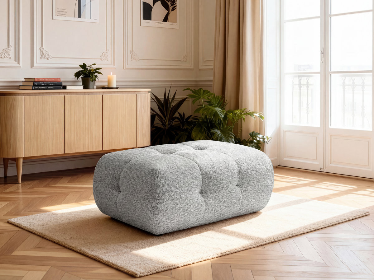 Bobochic Laura Pouf 98 × 62 cm Melange-Stoff Hellgrau