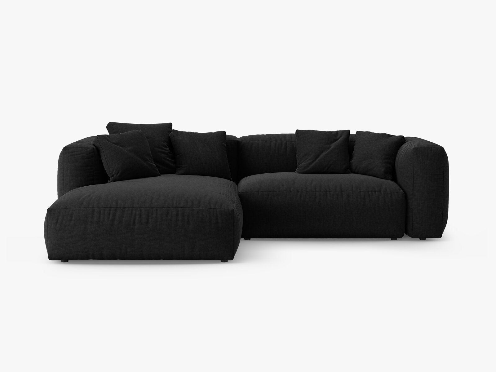 Micadoni Martina Ecksofa 4-Sitzer mit Schlaffunktion Links Strukturierter Stoff Boston Schwarz