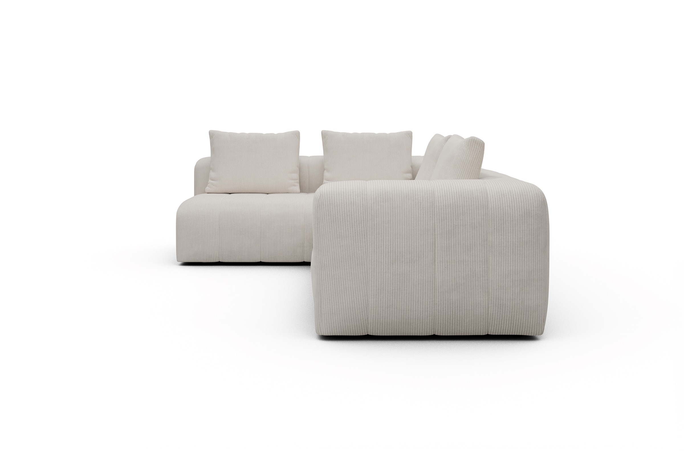 Ecksofa Hugo 2x 2,5-Sitzer Armlehne rechts Corduroy-Ivory