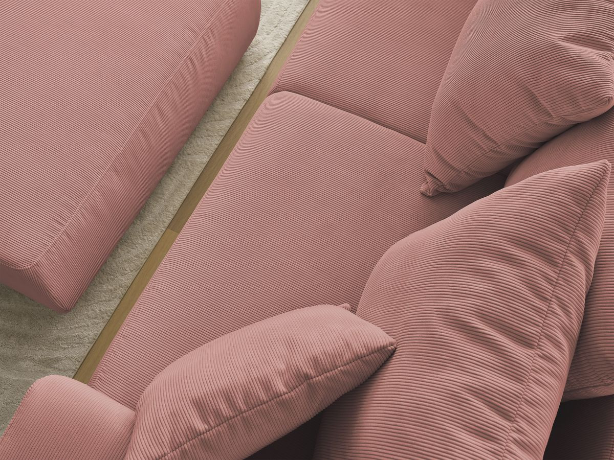 Bobochic Sidonie Sofa 4-Sitzer mit Pouf Cordsamt Rosa