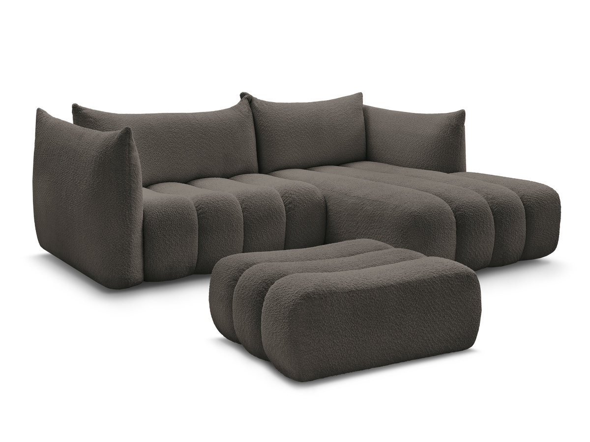 Bobochic Azra Ecksofa mit Pouf 262 × 178 cm Bouclé-Stoff Braun Ecke rechts
