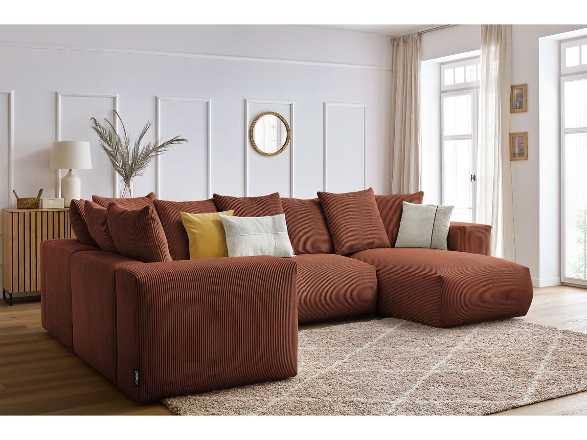 Bobochic Voltaire Wohnlandschaft 356 × 214 cm Cordsamt Orange Ecke rechts