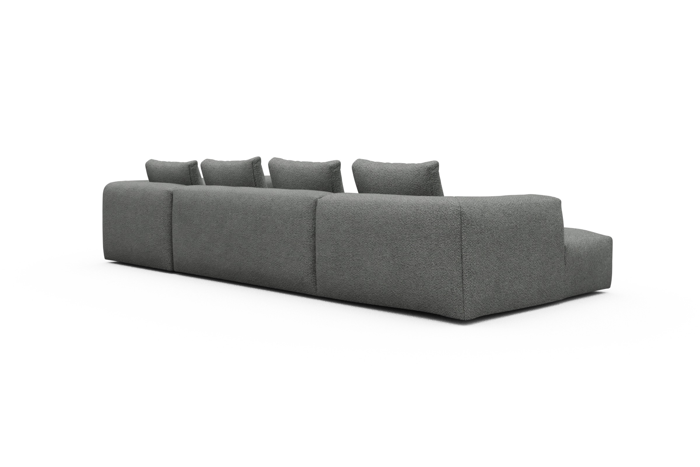 Wohnlandschaft Fred Chaiselongue links mit 2-Sitzer und lange Armlehne rechts Vanora-Warm-Grey