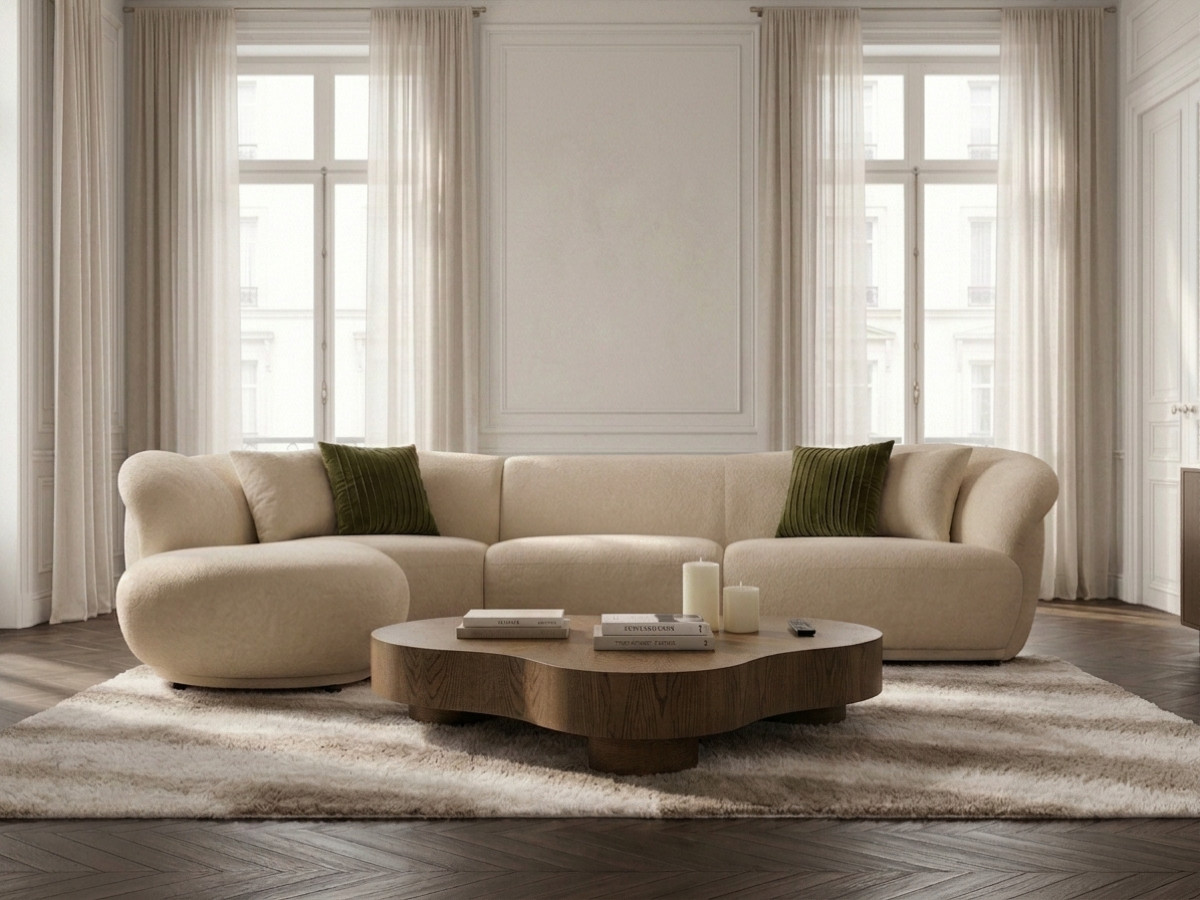 Bobochic Nora Ecksofa Chenille Beige Ecke links