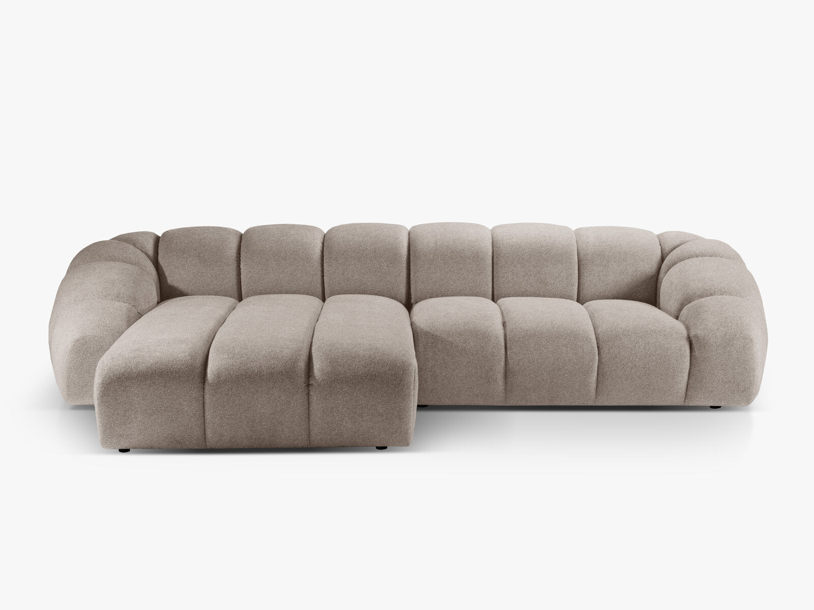 Micadoni Ecksofa Diana 4-Sitzer Links Strukturierter Samtstoff Dunkelbeige