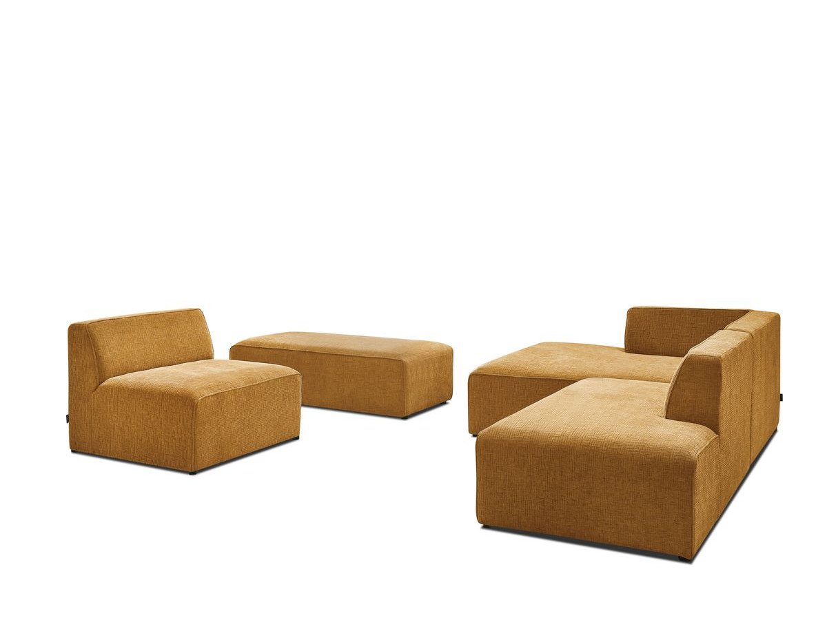 Bobochic Megeve Ecksofa mit Pouf Strukturstoff Gelb Ecke links