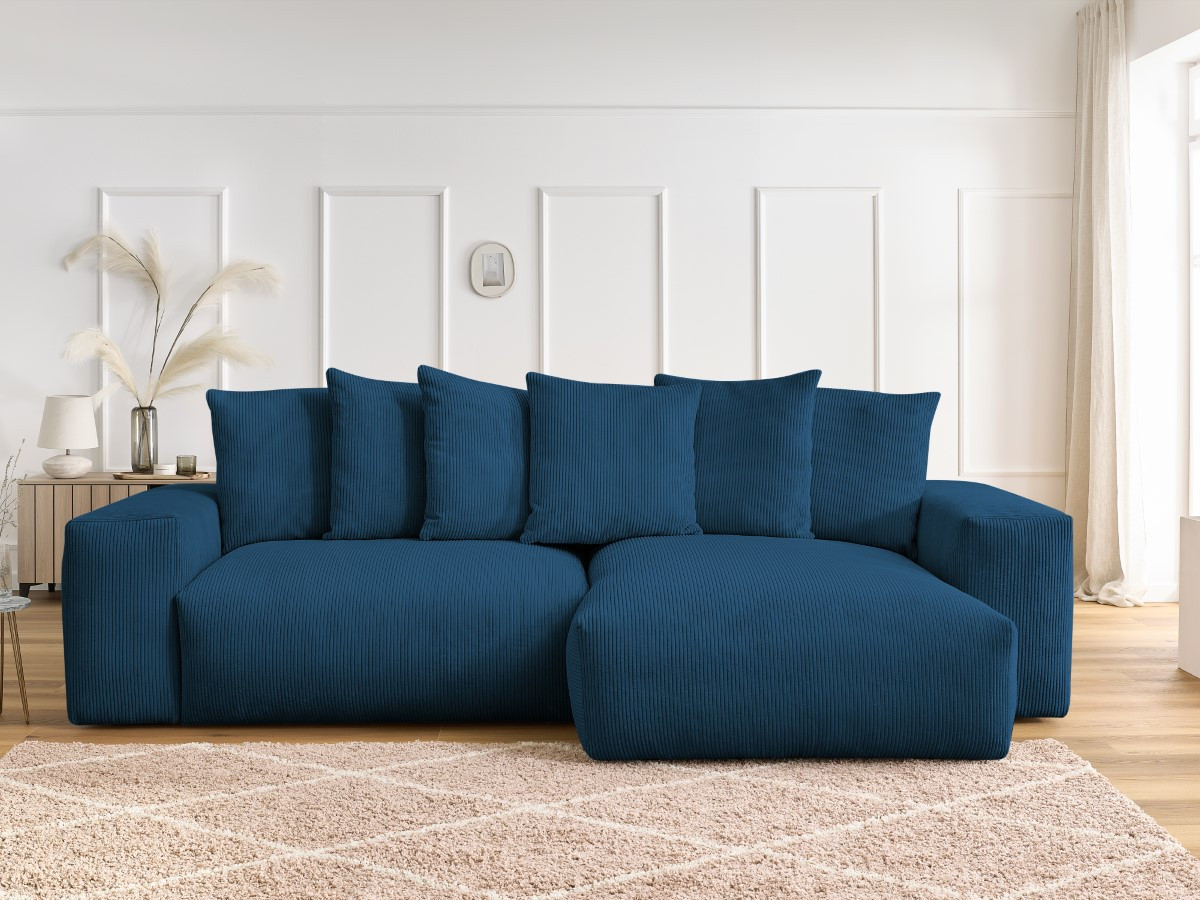 Bobochic Voltaire Ecksofa 310 × 174 cm Cordsamt Dunkelblau