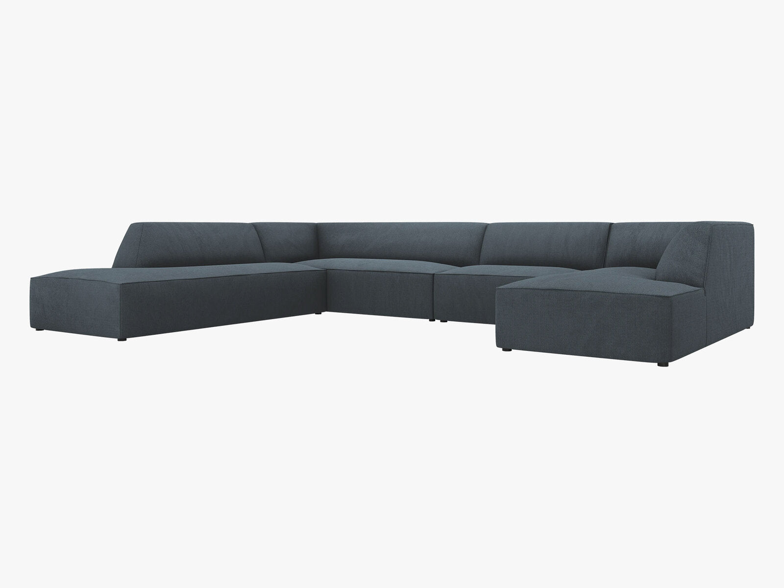 Micadoni Panorama-Ecksofa Ruby 7-Sitzer Links Kord Scala Blau