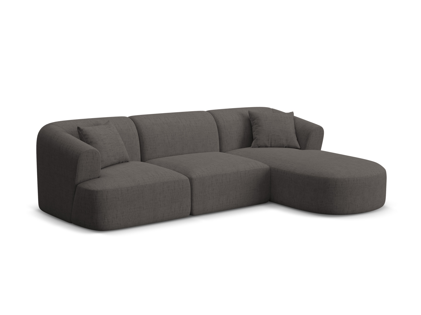 Cosmopolitan Design Ecksofa Campi 4-Sitzer Strukturierter Stoff Moly Grau Rechts