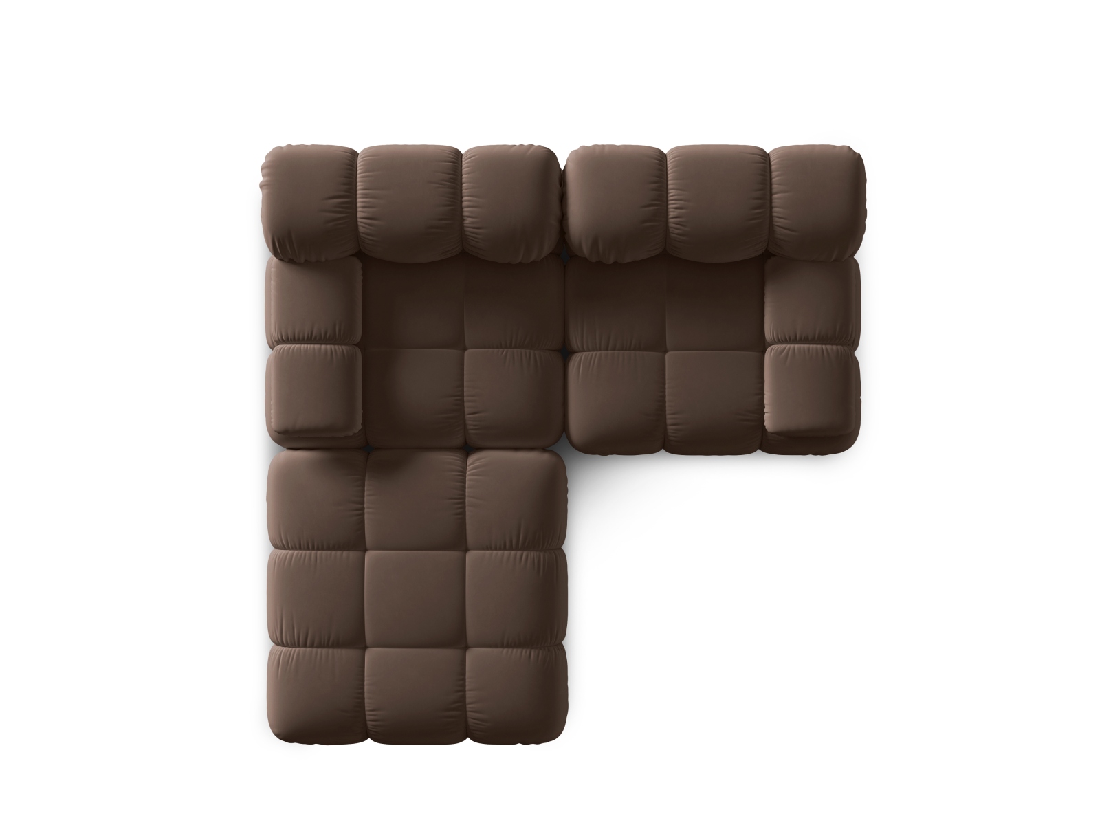 Micadoni Modulares Sofa Bellis 3-Sitzer mit flachem Modul Samt Bluvel Dunkelbraun