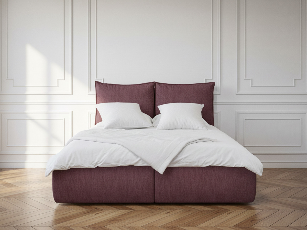 Bobochic Garance Polsterbett mit Bettkasten Stoff Rosa, Liegefläche 180 × 200 cm