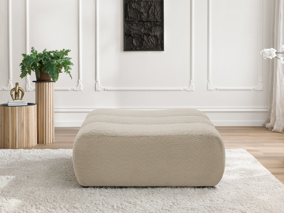 Bobochic Azra Pouf Bouclé-Stoff Beige