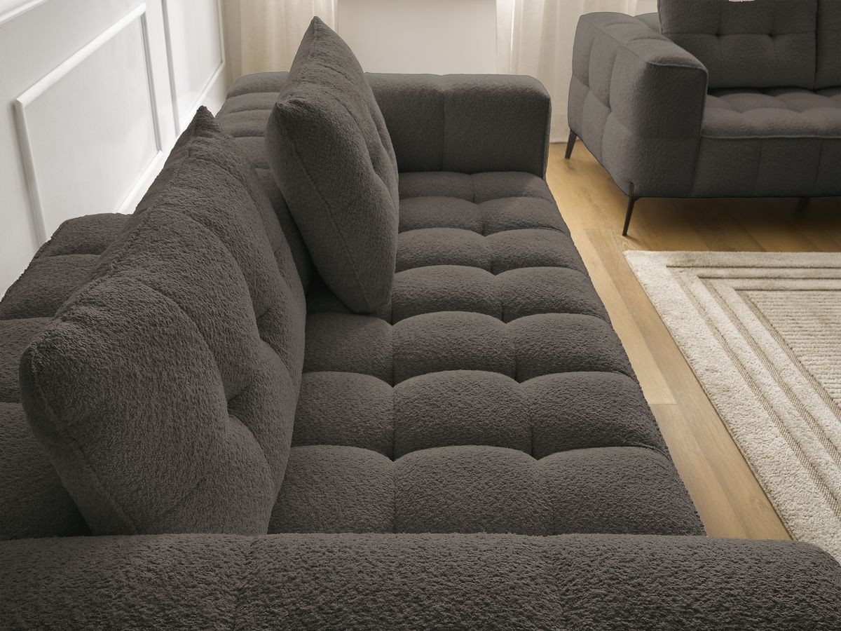 Bobochic Anis Sofa 5-Sitzer mit Pouf Bouclé-Stoff Braun