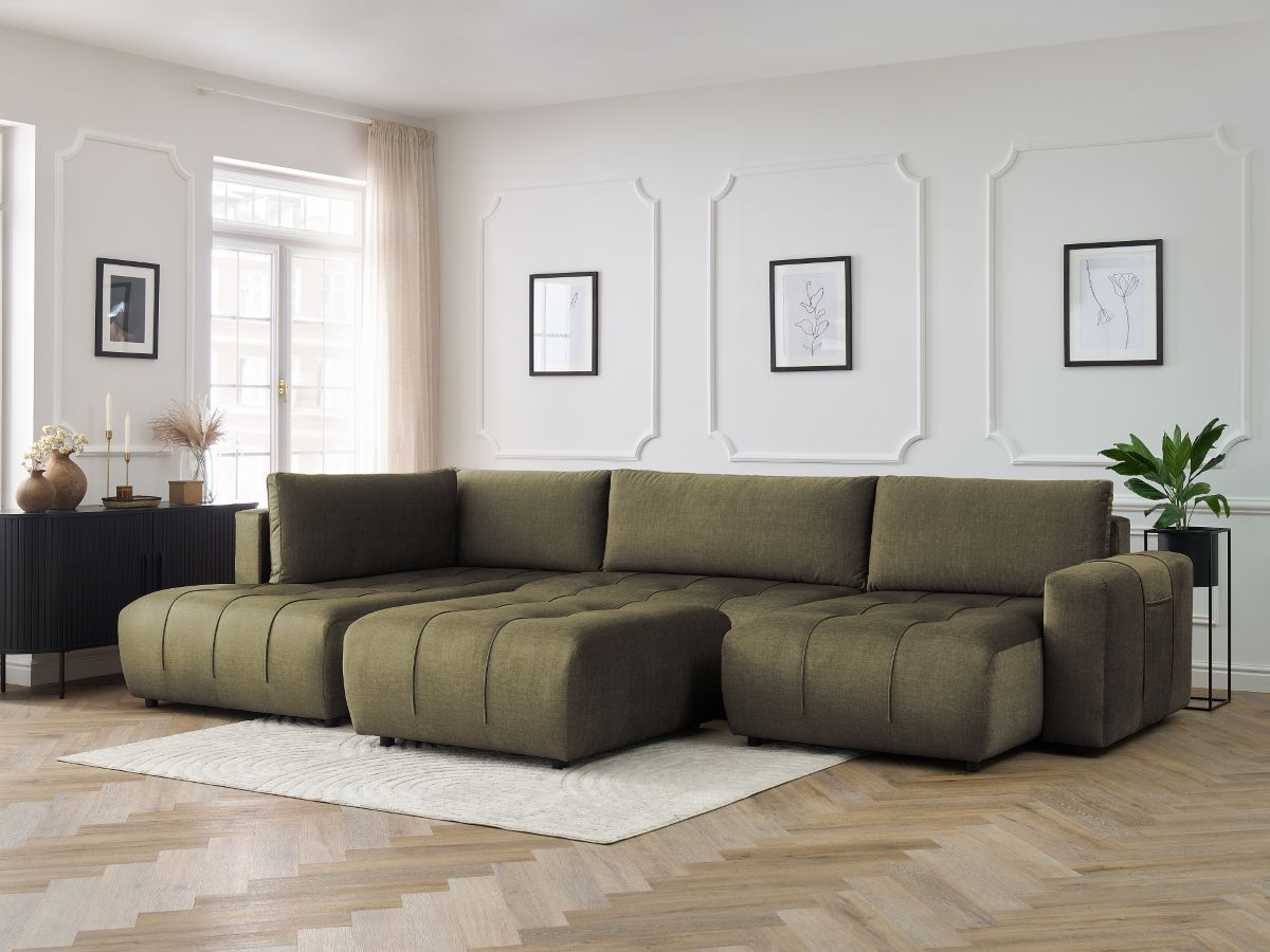 Bobochic Arsene Wohnlandschaft mit Pouf Samt Grün Ecke rechts