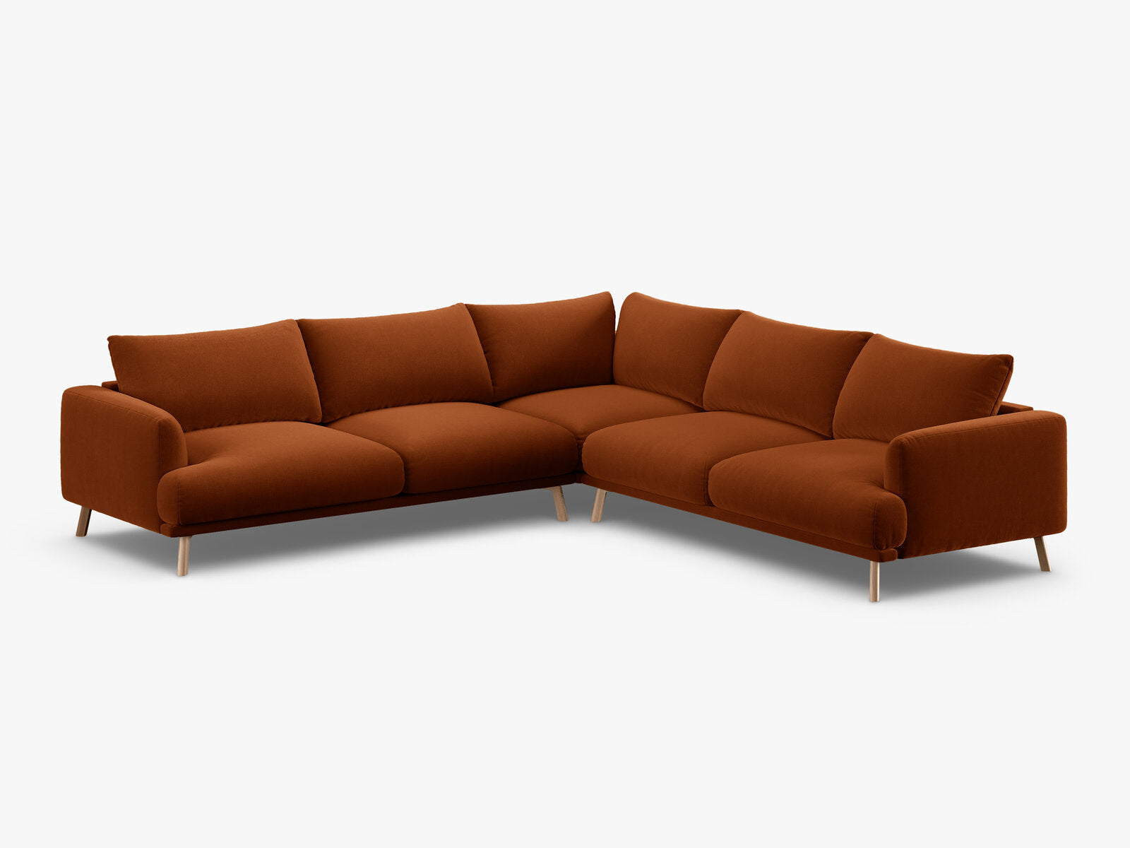 Micadoni symmetrisches Ecksofa Naomi 5-Sitzer Samt Salvador Terrakotta