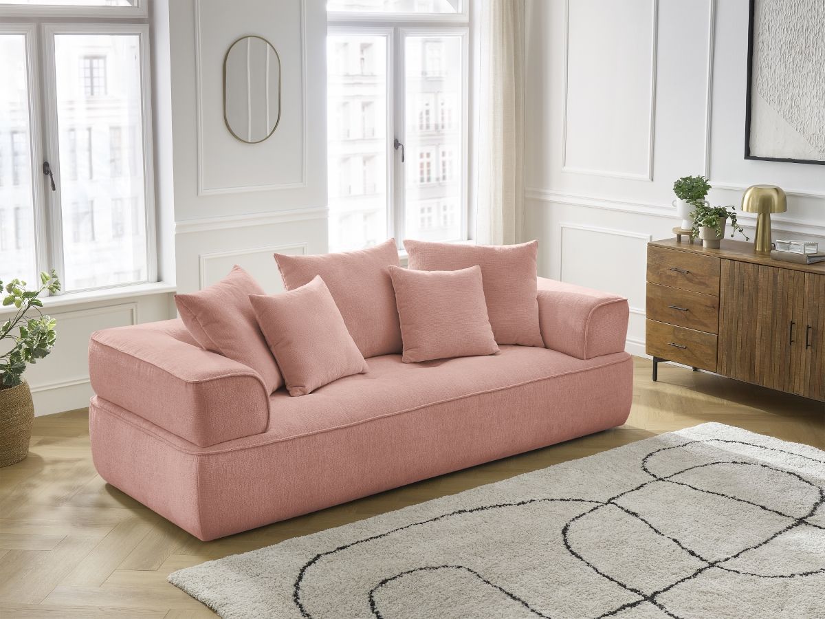 Bobochic Whesley Sofa 3-Sitzer Stoff Rosa