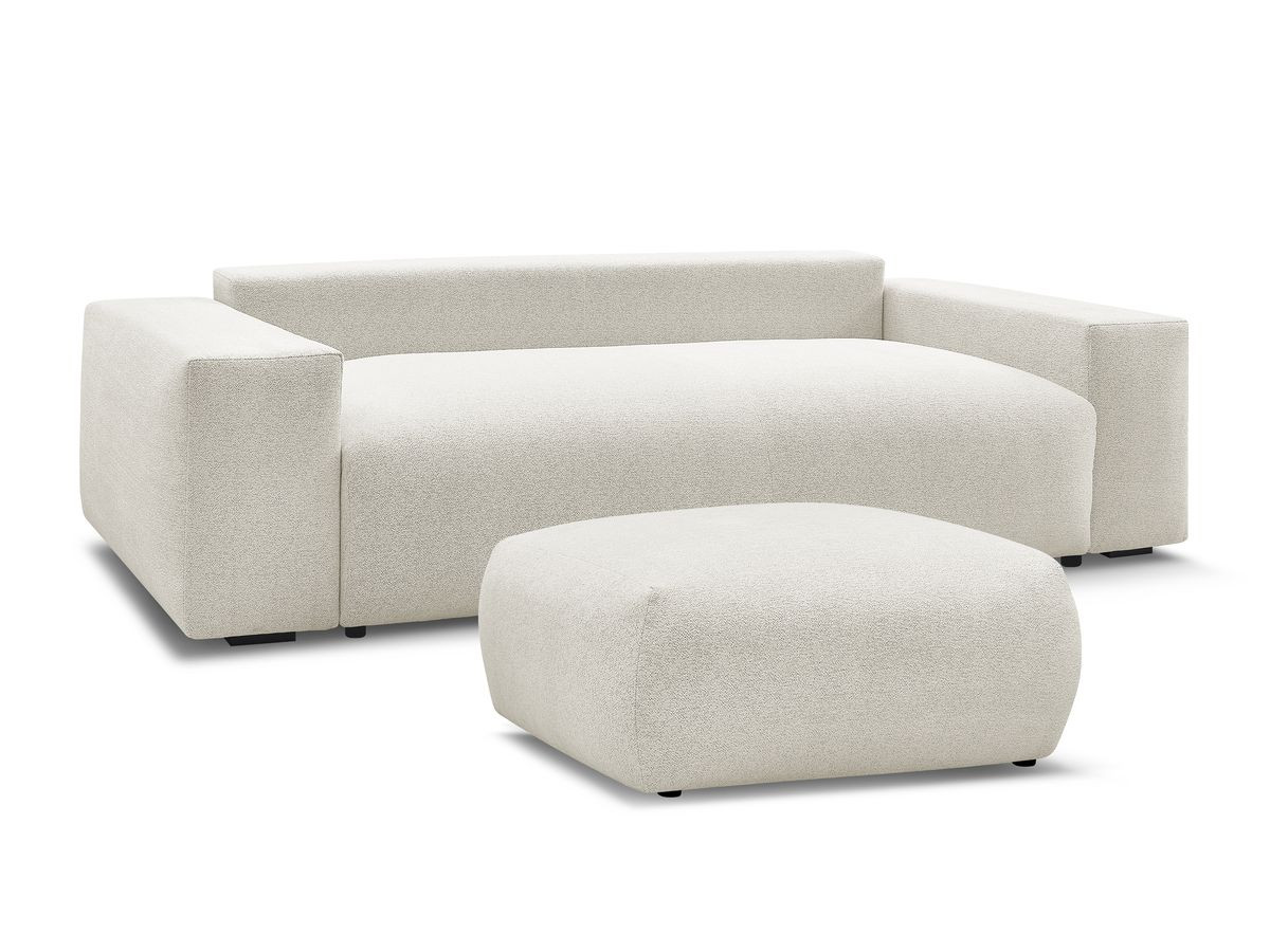 Bobochic Voltaire Sofa 4-Sitzer mit Pouf 280 × 124 cm Melange-Stoff Weiß
