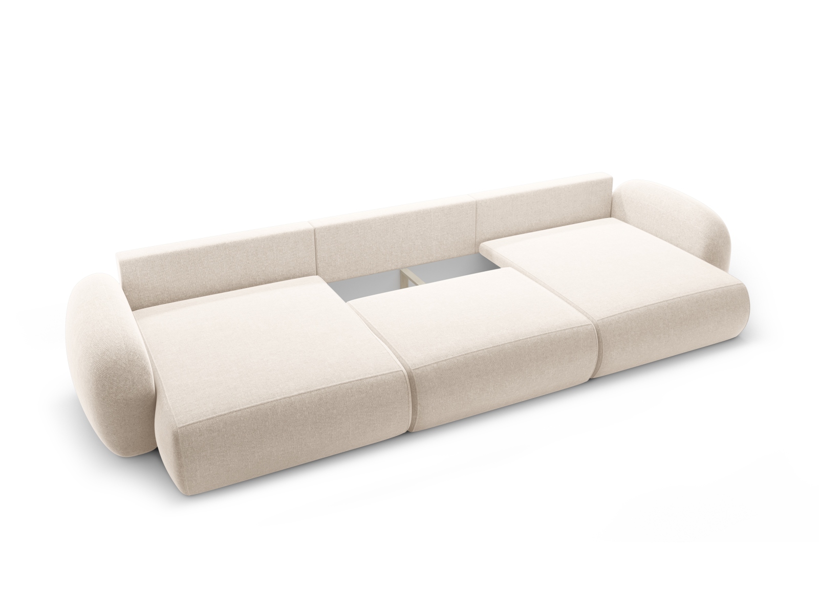 Cosmopolitan Design Panoramasofa Tonale 5-Sitzer mit Schlaffunktion und Bettkasten Chenille Eden Helles Beige