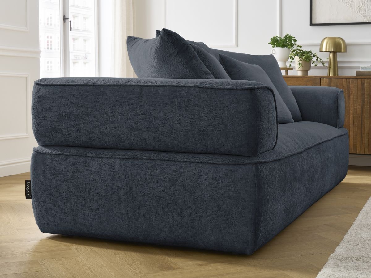 Bobochic Whesley Sofa 3-Sitzer Stoff Dunkelblau