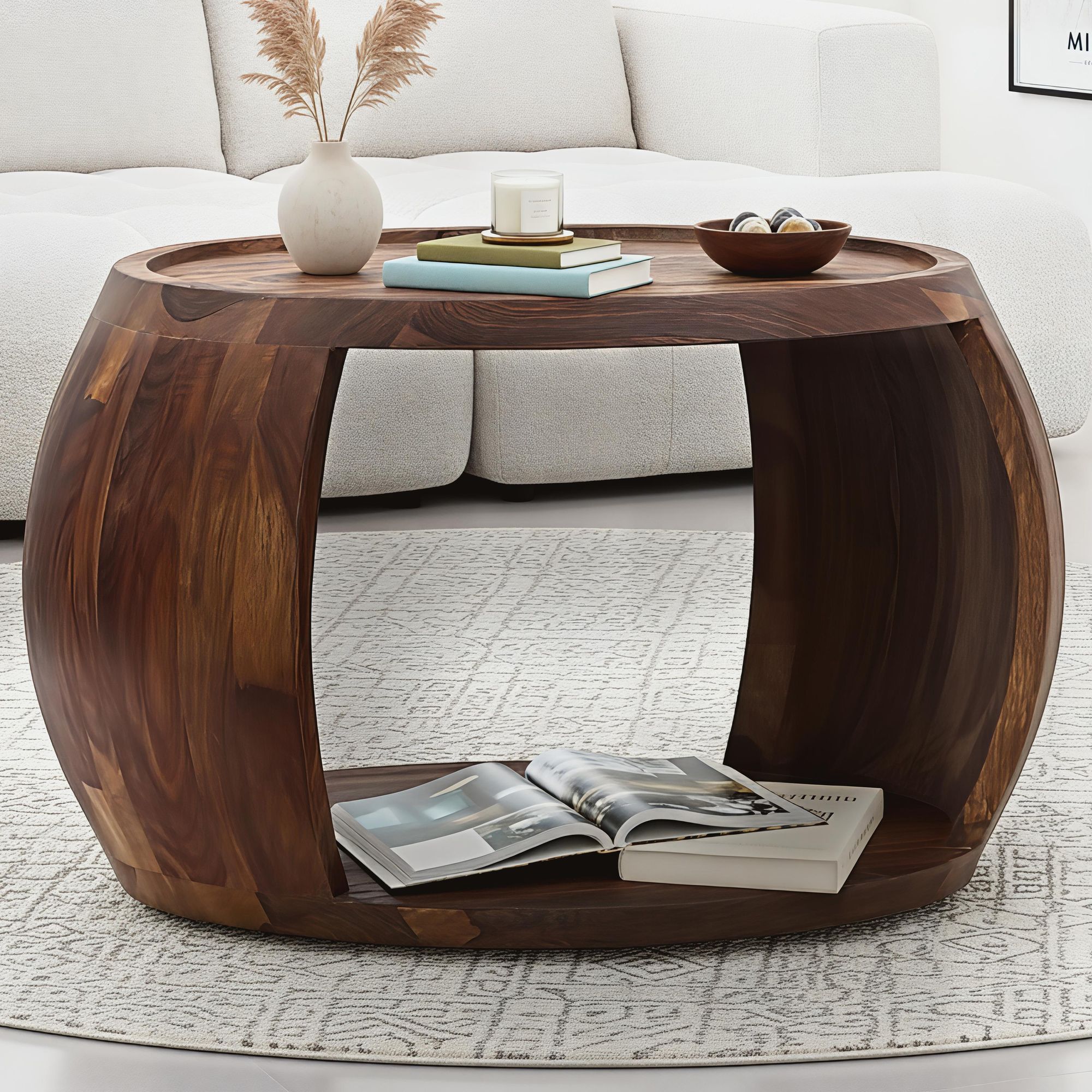 Couchtisch Utne Massivholz Dunkelbraun Ø 60 × H 40 cm