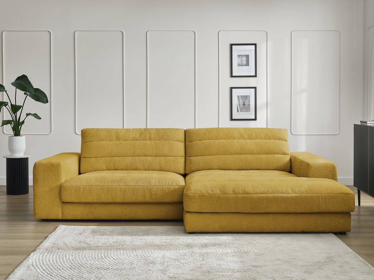 Bobochic Sierra Ecksofa Strukturstoff Gelb Ecke rechts