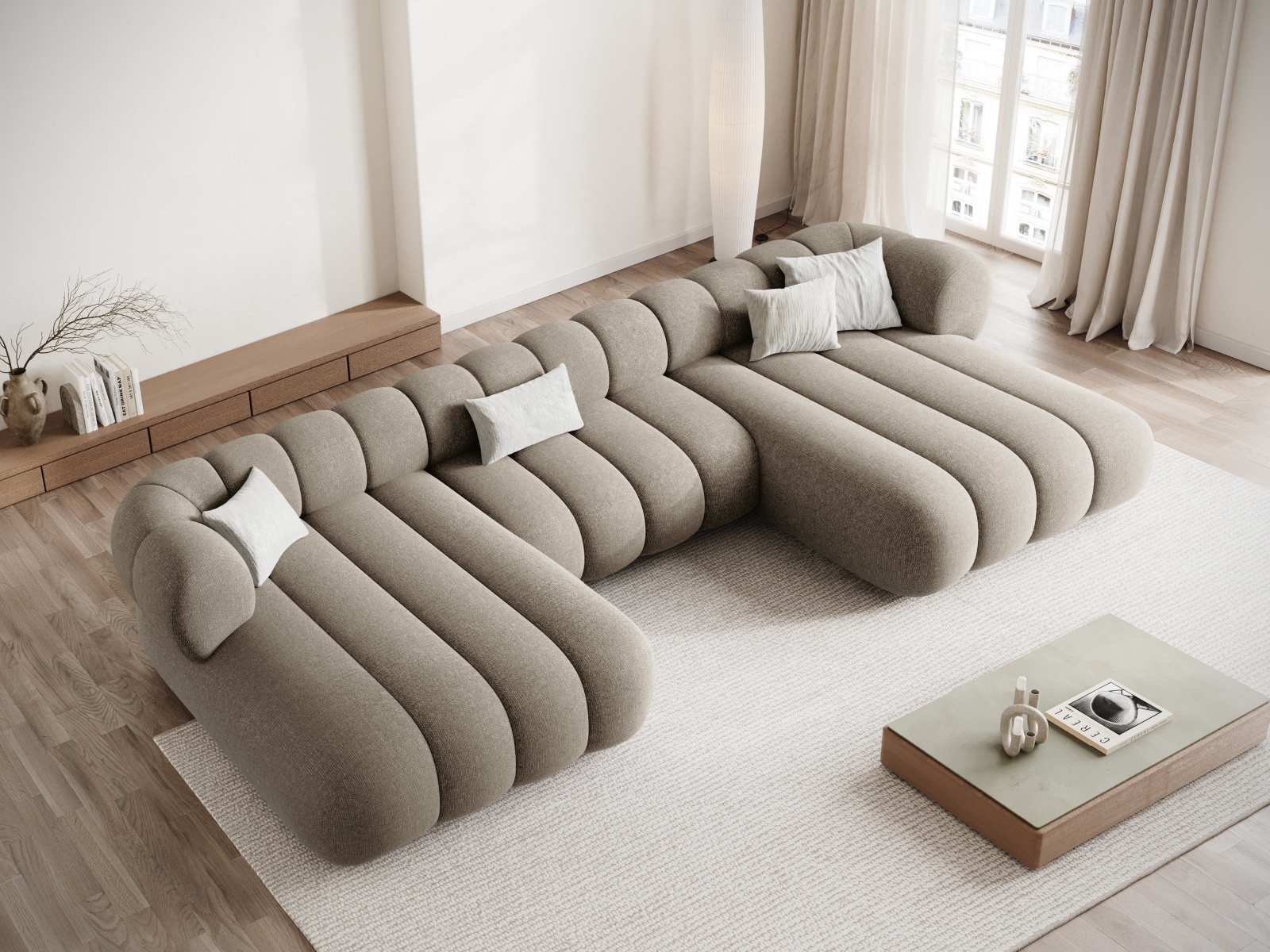 Cosmopolitan Design Panoramasofa Koge 6-Sitzer Chenille Eden Dunkelbeige