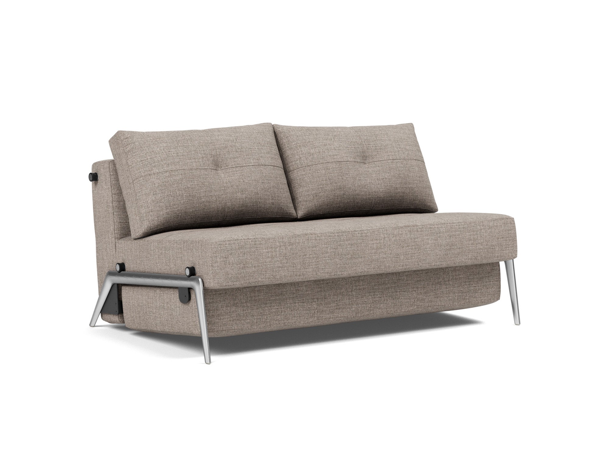 Schlafsofa Cubed 140 Chenille Yuveno 472-Warm-Grey Beine Aluminium