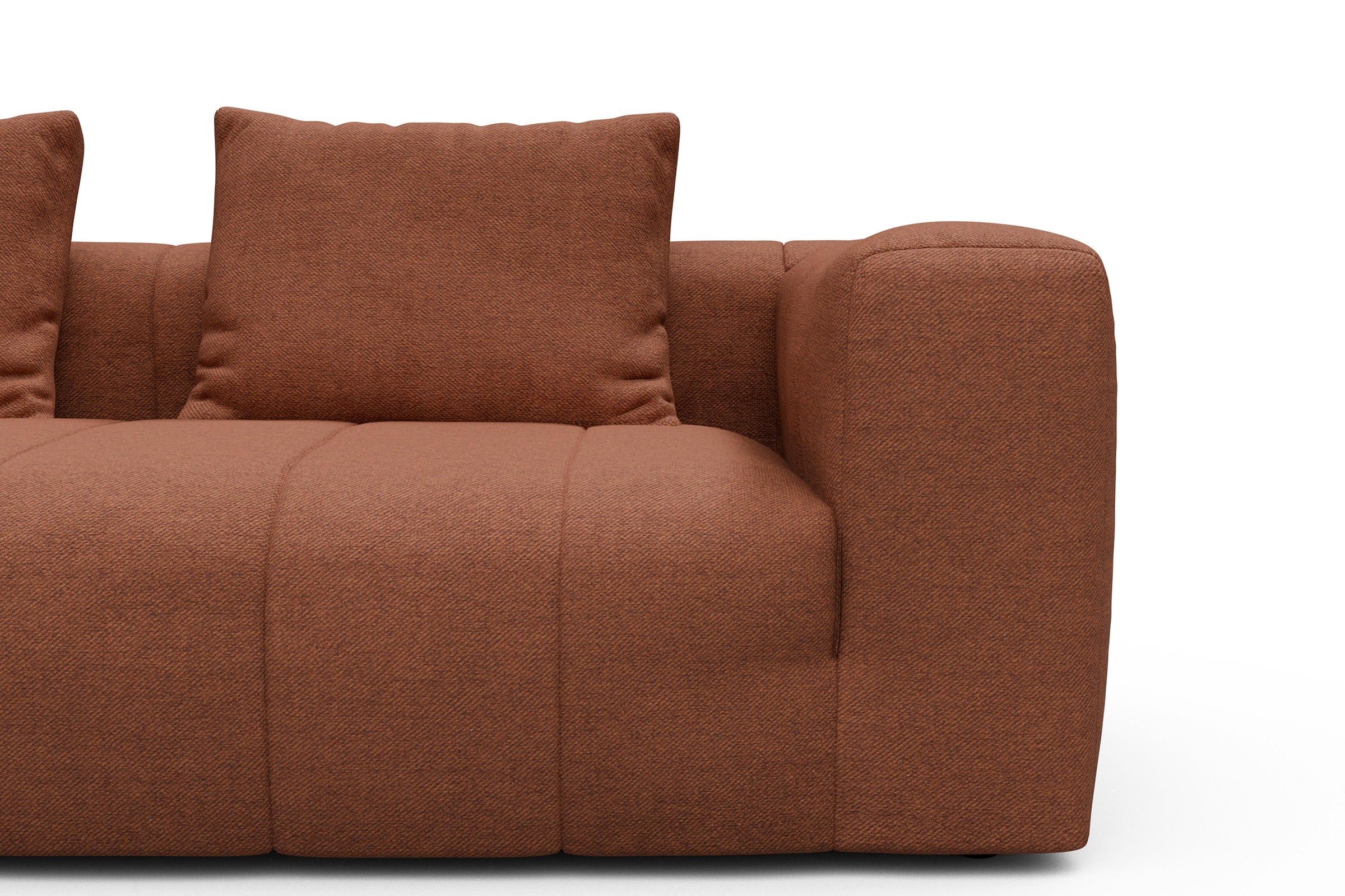 Ecksofa Hugo 2,5-Sitzer Armlehne rechts mit Chaiselongue Weda-Rust