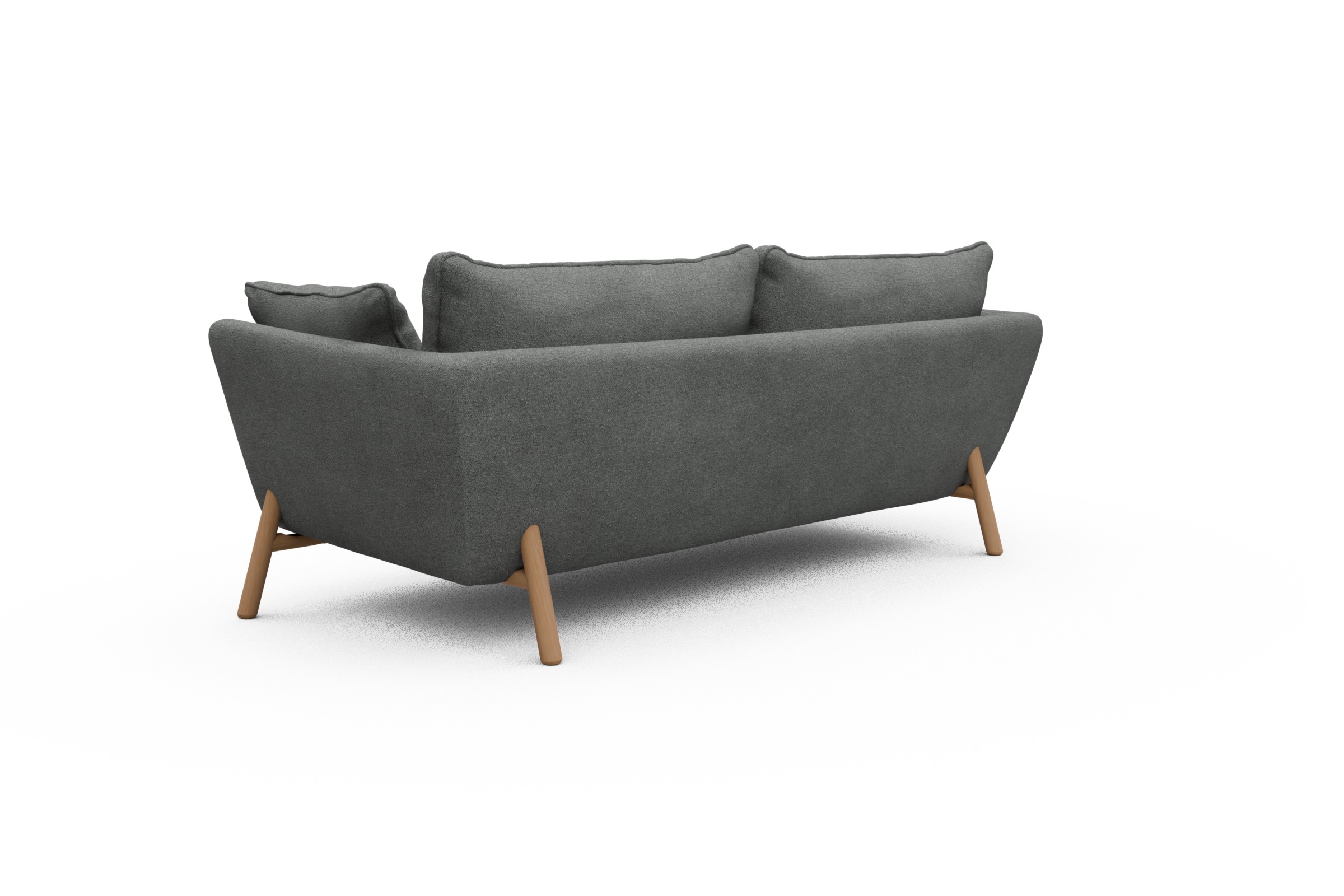 Sofa Emil PREMIUM 3-Sitzer Beinfarbe Eiche Natur Boucle-Ash-Grey