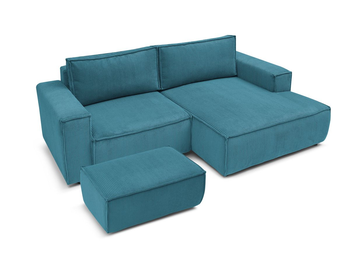Bobochic Nihad Ecksofa mit Pouf Cordsamt Dunkelblau Ecke rechts