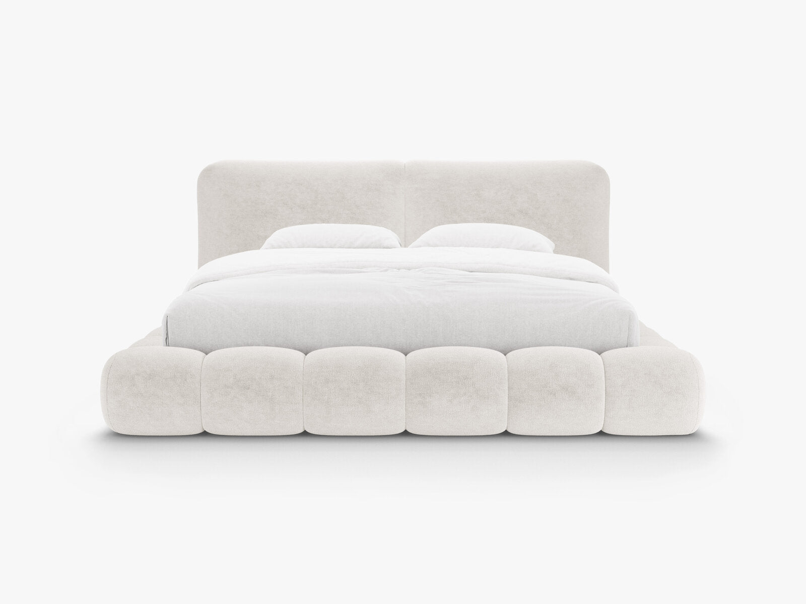 Micadoni Stauraumbett mit Kopfteil Solange Chenille Perfect Harmony Helles Beige 160x200