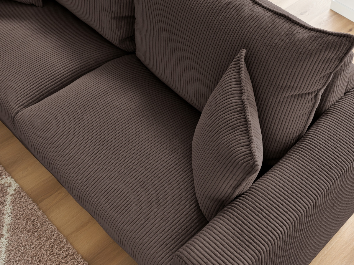 Bobochic Augustin Schlafsofa 3-Sitzer Cordsamt Braun, Liegefläche 140 × 200 cm