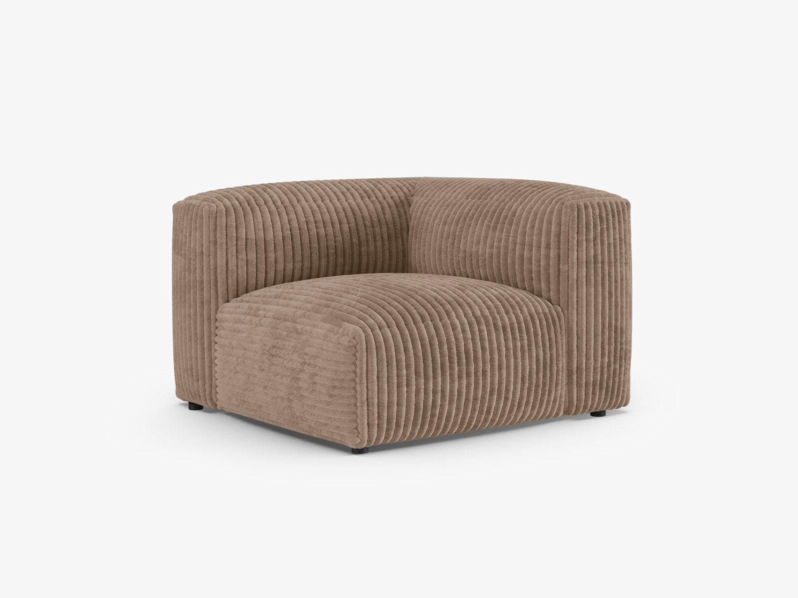 Micadoni symmetrisches Eckmodul Martina 1-Sitzer 90cm Sitztiefe Kord Tilia Eichel