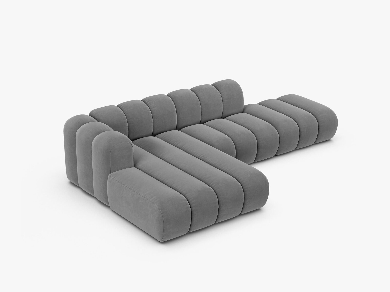 Micadoni Modulares Ecksofa offen Lupine 5-Sitzer Samt Venus Hellgrau Links