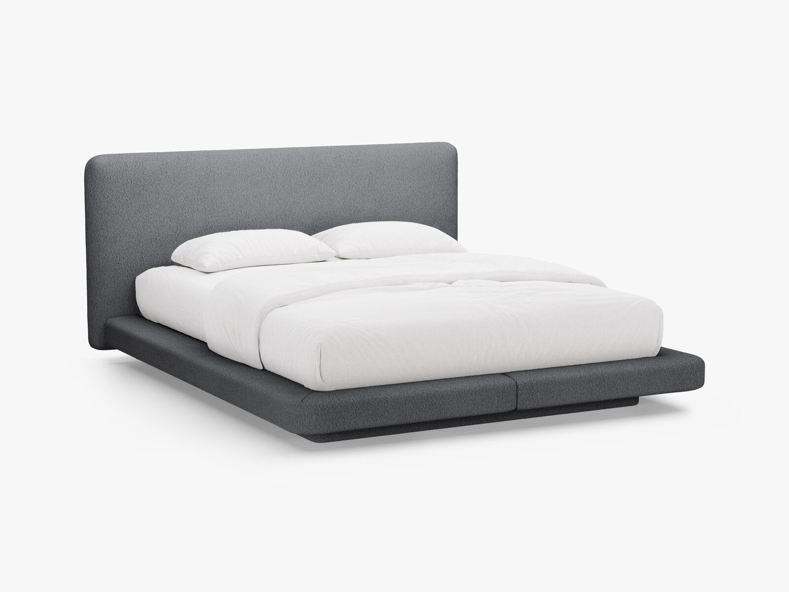 Micadoni Polsterbett mit Kopfteil Linea Boucle Baloo Dunkelgrau 180x200