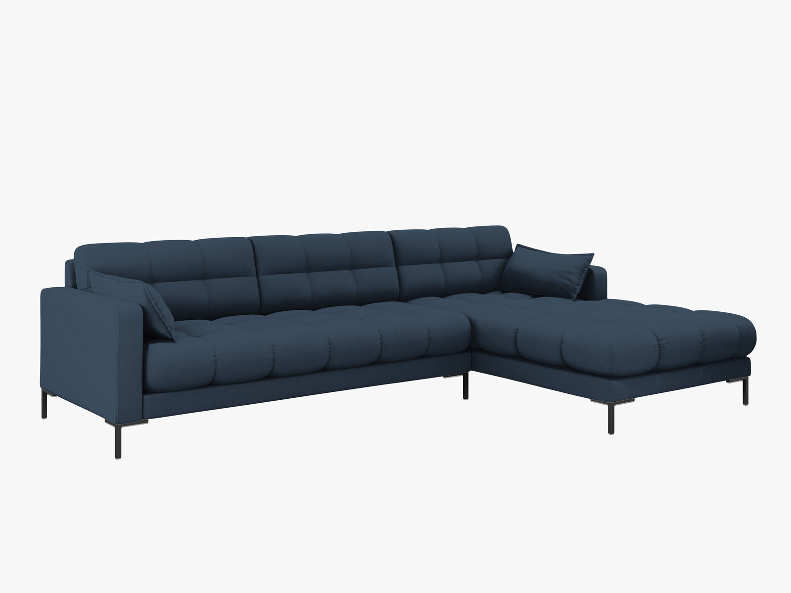 Micadoni Ecksofa Mamaia 5-Sitzer Rechts Strukturierter Stoff Neve Blau schwarze Beine