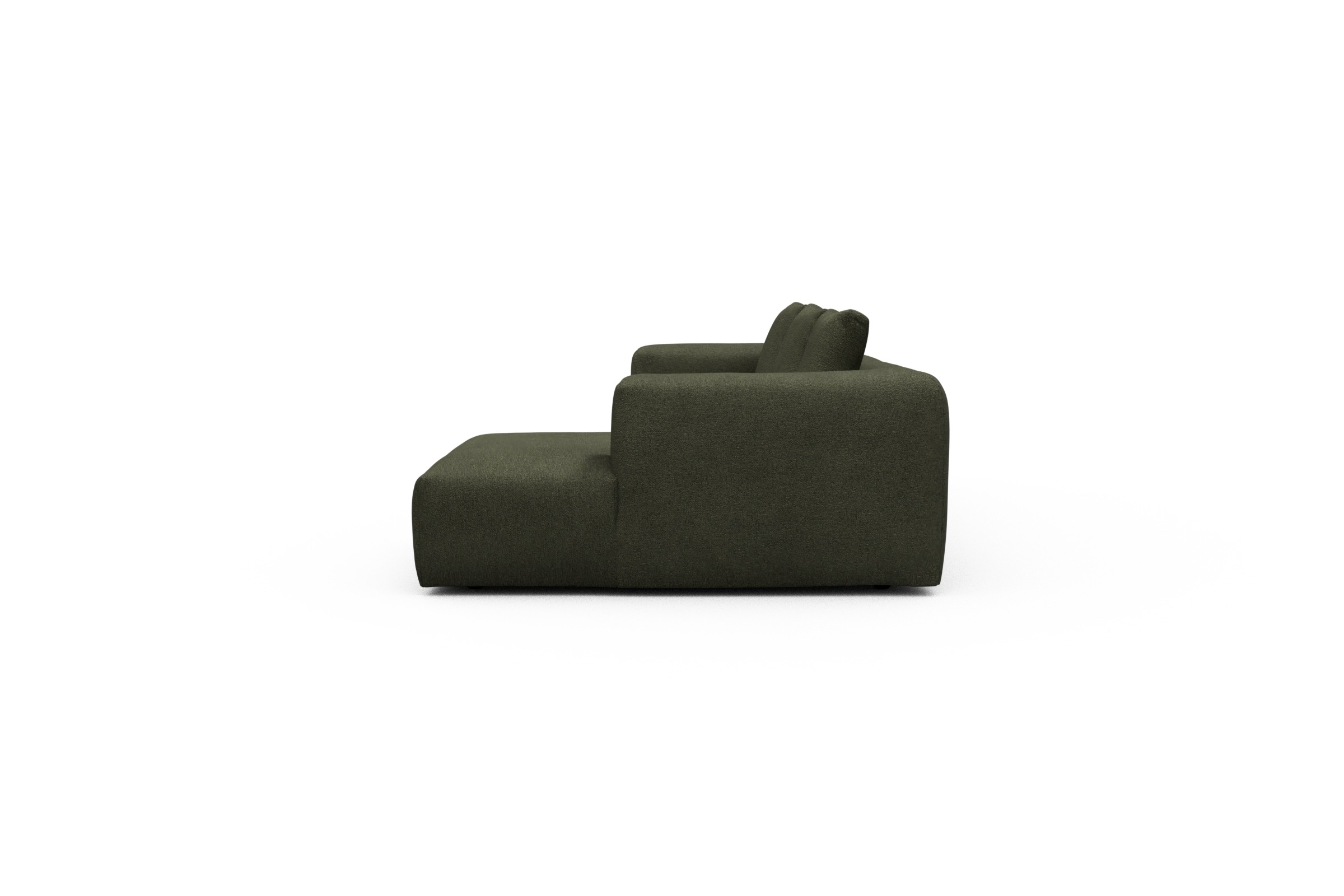 Ecksofa Fred Chaiselongue rechts mit 2,5-Sitzer Boucle-Forest-Green