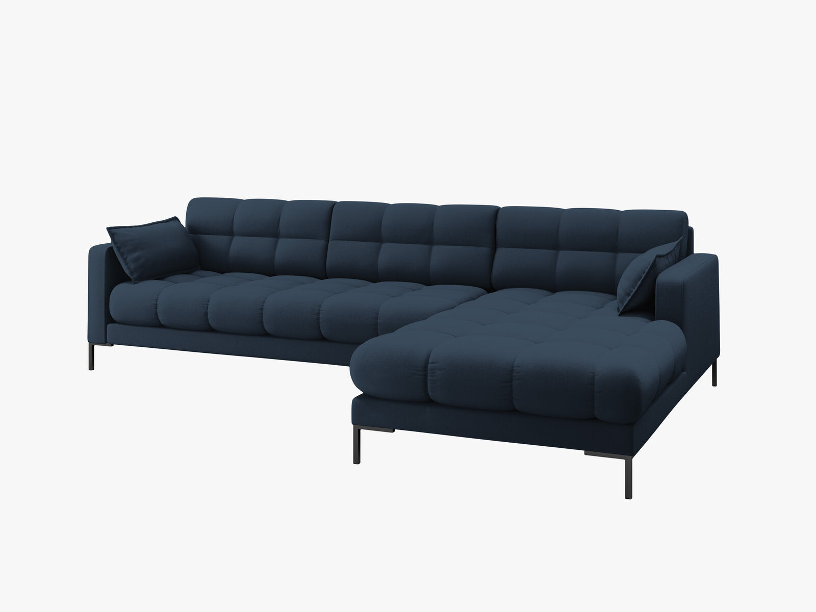 Micadoni Ecksofa Mamaia 5-Sitzer Rechts Strukturierter Stoff Neve Blau schwarze Beine