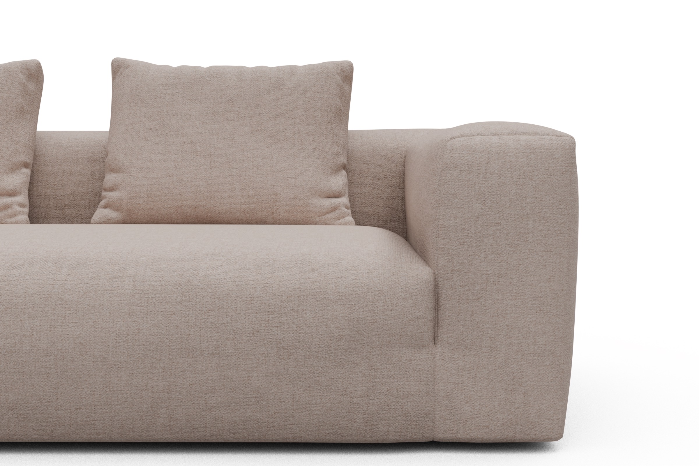 Wohnlandschaft Fred Chaiselongue links mit 2-Sitzer und lange Armlehne rechts Weda-Sand
