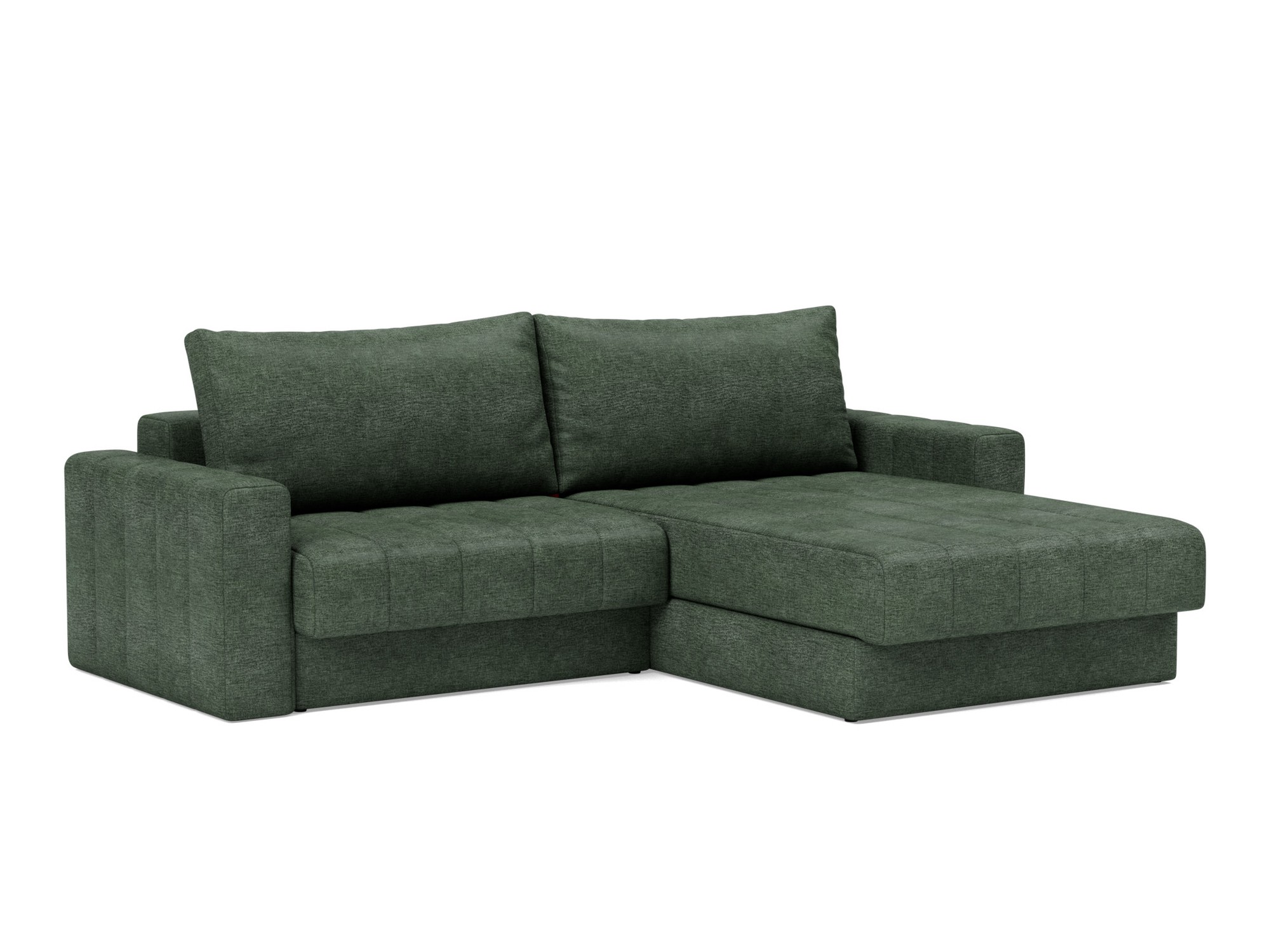 Schlafsofa Akello mit Chaiselongue und Armlehnen Flachgewebe Avella 281-Pine-Green