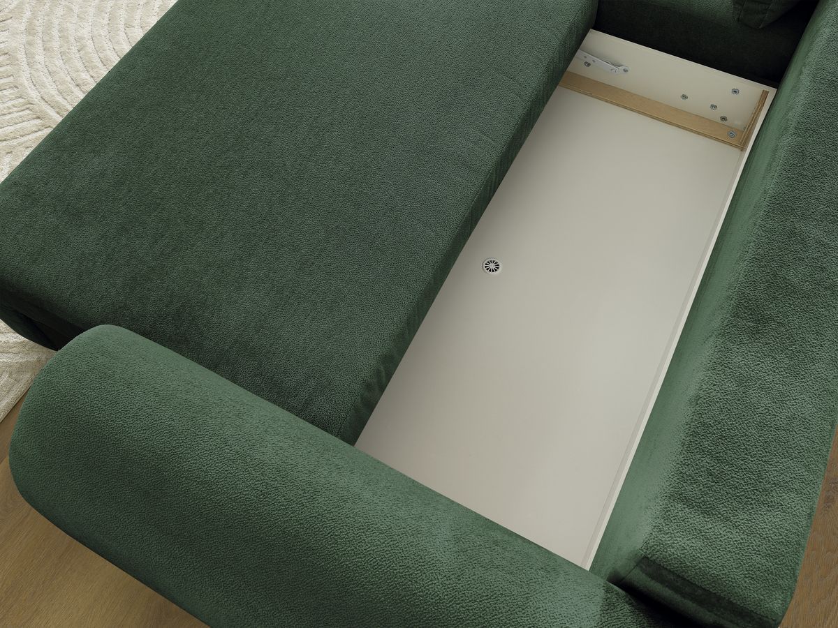 Bobochic Lucien Ecksofa mit Schlaffunktion und Bettkasten 314 × 167 cm Stoff Grün Ecke links