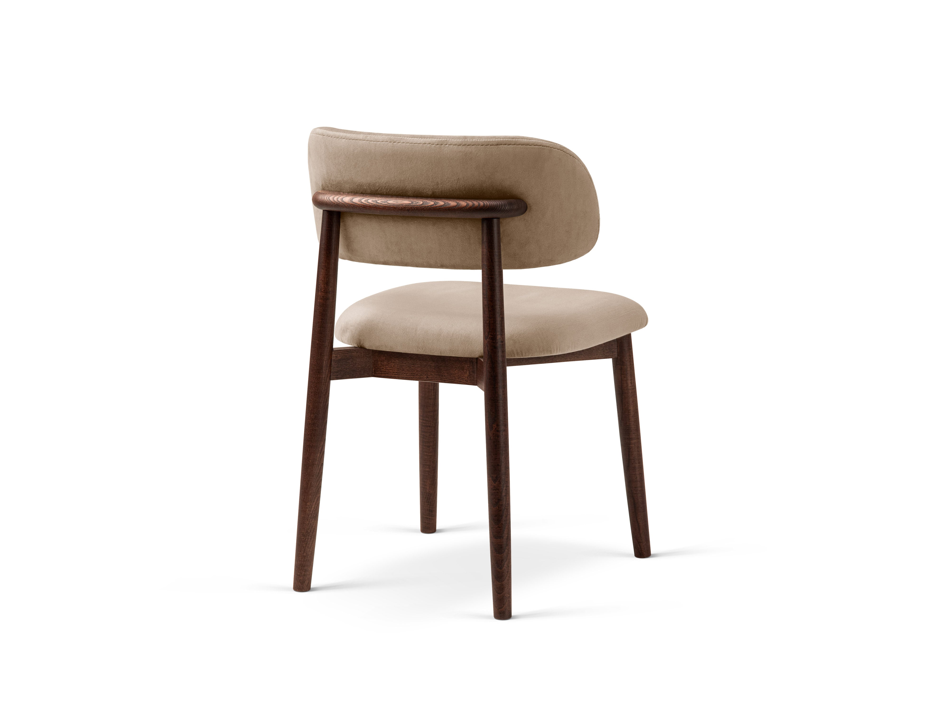 Micadoni Stuhl Evan Samt Magic Velvet Mandelbeige Nussbaum