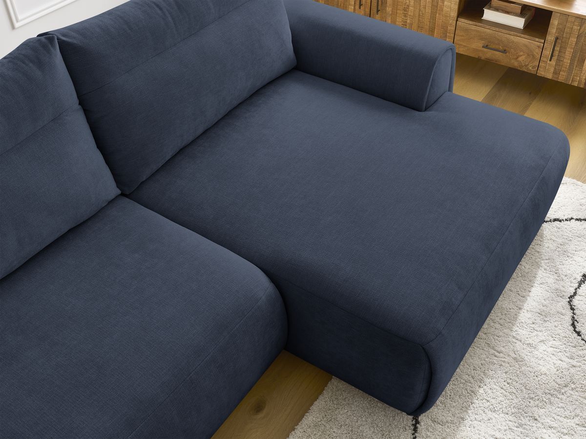 Bobochic Aden Ecksofa 293 × 152 cm Stoff Dunkelblau Ecke rechts