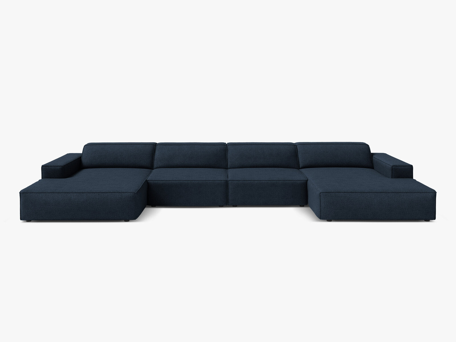 Micadoni Panorama-Sofa Jodie 6-Sitzer Boucle Baloo Dunkelblau